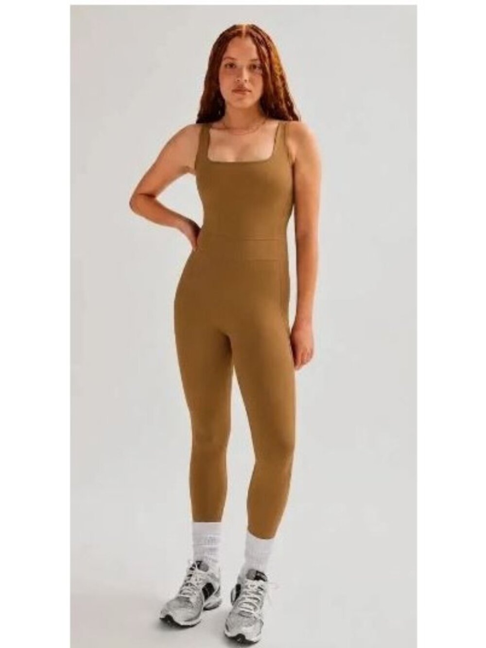 Girlfriend Collective Luxe Paneled Unitard Taupe Size XS NWT